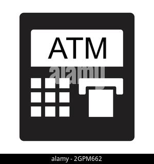 ATM automated teller machine icon vector business and finance concept for graphic design, logo, website, social media, mobile app, UI illustration Stock Vector