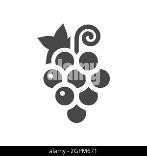 Grape with leaf black vector icon Stock Vector
