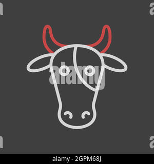 Cow vector flat icon. Animal head sign Stock Vector