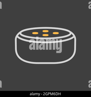 Small smart speaker with voice recognition icon on dark background Stock Vector