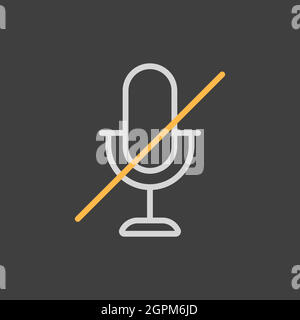 Microphone, mic mute vector icon on dark background Stock Vector