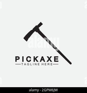 Pickaxe Logo Vector icon symbol illustration Design template, Mining Concept With Silhouette,Mining Logo, Pickaxe Logo Stock Vector