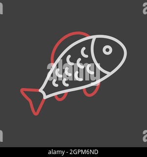 Fish vector flat icon. Farm animal sign Stock Vector