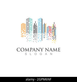 Modern building city logo vector image Stock Vector