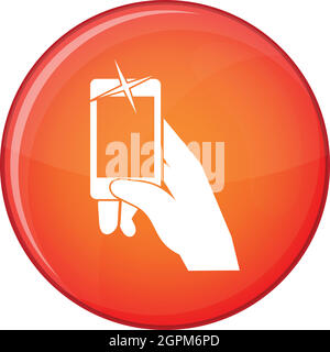 Hand taking pictures on cell phone icon Stock Vector