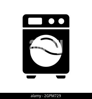 Washing machine flat vector isolated sign glyph icon Stock Vector