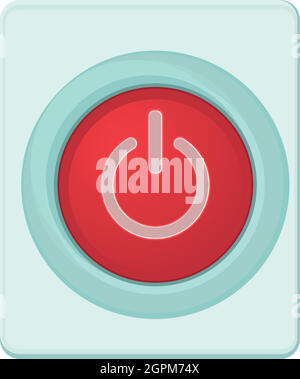 Red power on or off button icon, cartoon style Stock Vector