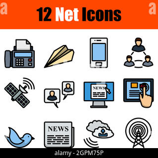 Net Icon Set Stock Vector