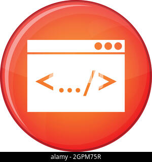 Code window icon, flat style Stock Vector