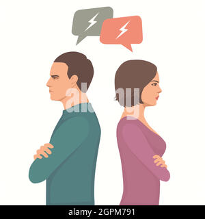 angry couple fight Stock Vector