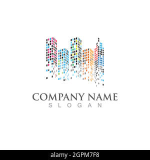 Modern building city logo vector image Stock Vector