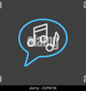 Musical note speech bubble vector icon on dark background Stock Vector