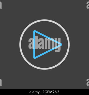 Play button vector flat icon on dark background Stock Vector
