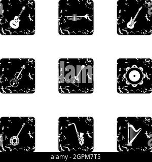 Musical Instruments Icons Black & White Set Big Stock Vector Image ...