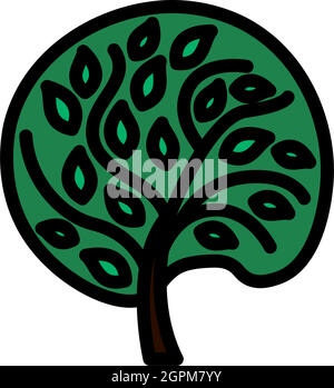 Ecological Tree With Leaves Icon Stock Vector