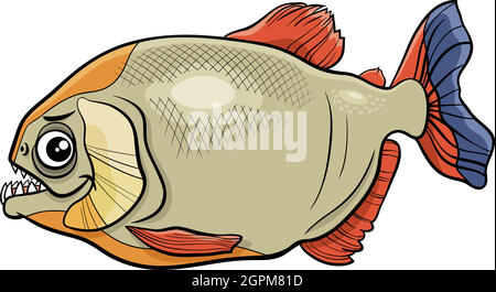 cartoon piranha fish animal character Stock Vector