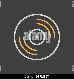 Vinyl record, lp record vector icon on dark background Stock Vector