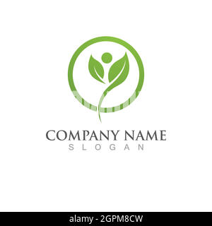 Logos of green Tree leaf ecology Stock Vector