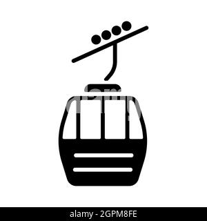 Ski lift gondola flat vector glyph icon Stock Vector