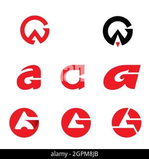 a set of GA monogram and letter G logo concepts Stock Vector