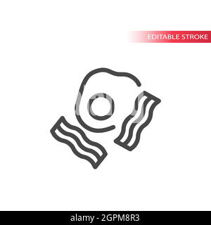 Eggs and bacon line vector icon Stock Vector