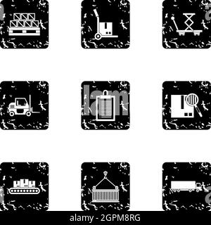 Store icons set, grunge style Stock Vector