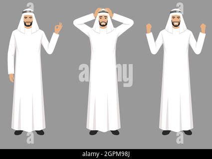 vector arab businessman expressions Stock Vector