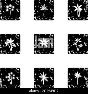 Different palm icons set, grunge style Stock Vector