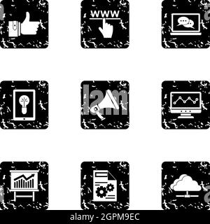 Promotion icons set, grunge style Stock Vector