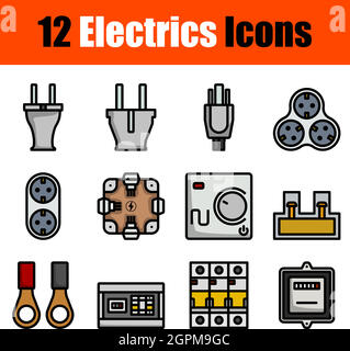 Electrics Icon Set Stock Vector
