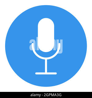 Record microphone mic vector white glyph icon Stock Vector