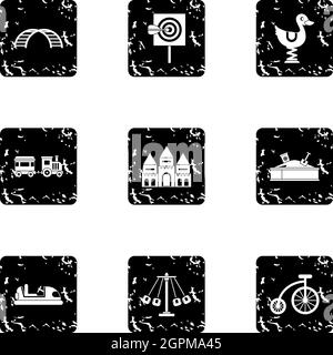 Swing icons set, grunge style Stock Vector