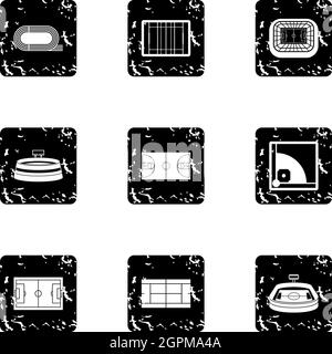 Championship icons set, grunge style Stock Vector
