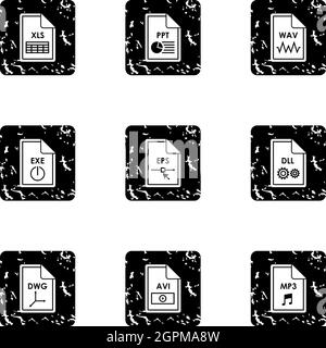 Files icons set, grunge style Stock Vector Image & Art - Alamy