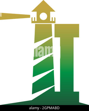Letter I with lighthouse icon logo design template Stock Vector