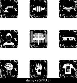 Innovative device icons set, grunge style Stock Vector