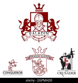 set of Knight Insignias or emblems in vector format Stock Vector