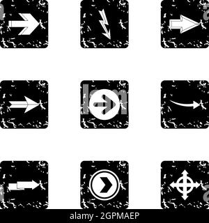 Cursor icons set, grunge style Stock Vector