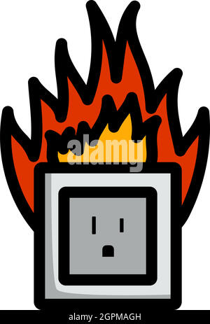 Electric Outlet Fire Icon Stock Vector
