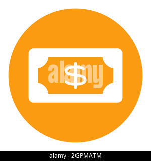 Dollar money banknote vector white glyph icon Stock Vector