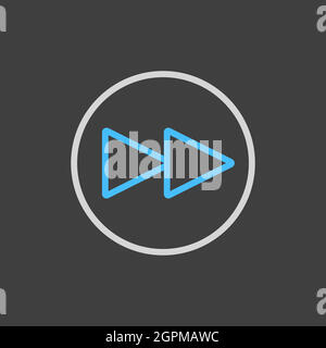 Play next track button vector flat icon on dark background Stock Vector