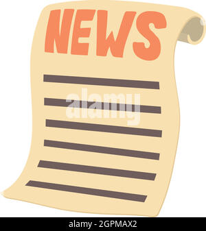 Newspaper icon, cartoon style Stock Vector