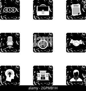 Company icons set, grunge style Stock Vector
