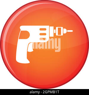 Hand drill icon, flat style Stock Vector