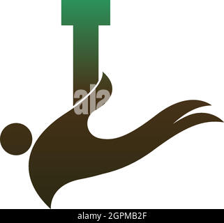 Letter I logo icon with people hand design symbol template Stock Vector