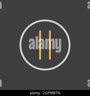 Pause button vector flat icon on dark background Stock Vector