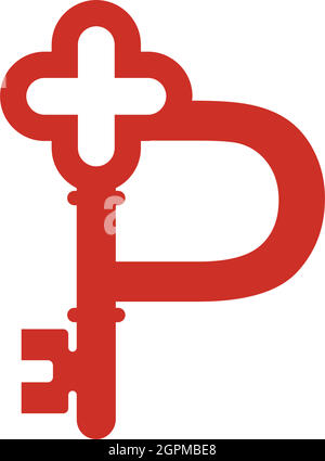 Letter P logo icon with key icon design symbol template Stock Vector