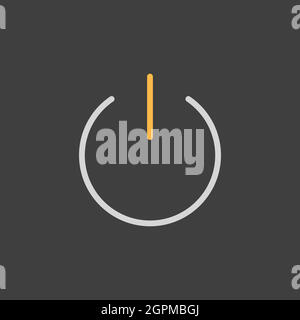 Power button vector flat icon on dark background Stock Vector