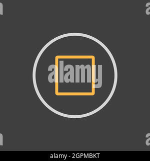 Stop button flat vector icon on dark background Stock Vector