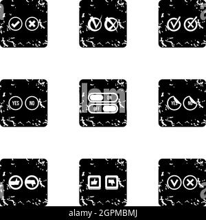 Choice icons set, grunge style Stock Vector